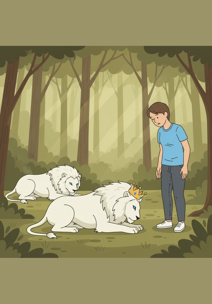 The first lion stepped closer to Finn and bowed its head, its eyes pleading for help. Finn realized that this majestic king of the forest was not a threat, but a friend asking for a miracle to save his companion.