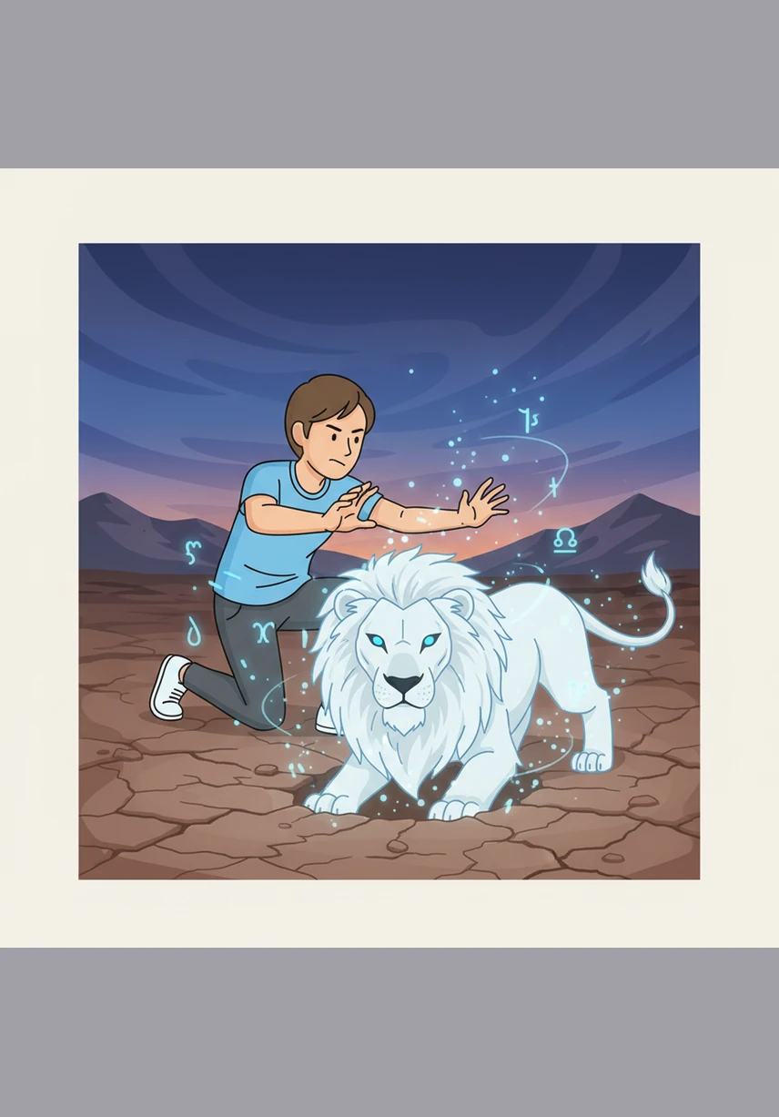 Moving slowly to show he meant no harm, Finn knelt beside the trapped lion and began to work on the cold metal links. With great patience and effort, he finally managed to loosen the heavy lock that held the chain tight.