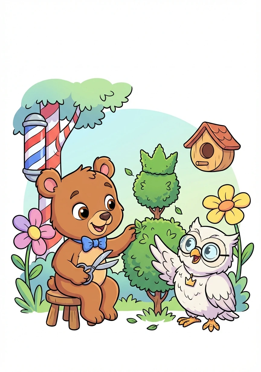 Winston explained he needed a trim for the Queen's garden party! Barnaby listened carefully, his eyes twinkling with understanding.