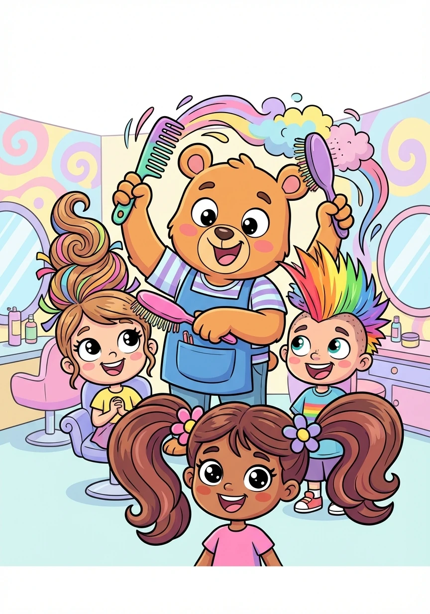 Barnaby expertly styled each child's hair, creating fun and unique looks that made them beam with confidence.