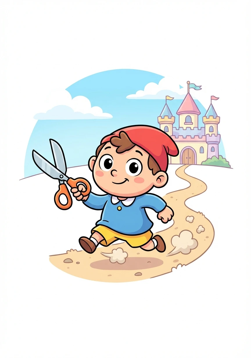 Barnaby, armed with his trusty scissors and a skip in his step, rushed to the palace, ready to save the day.