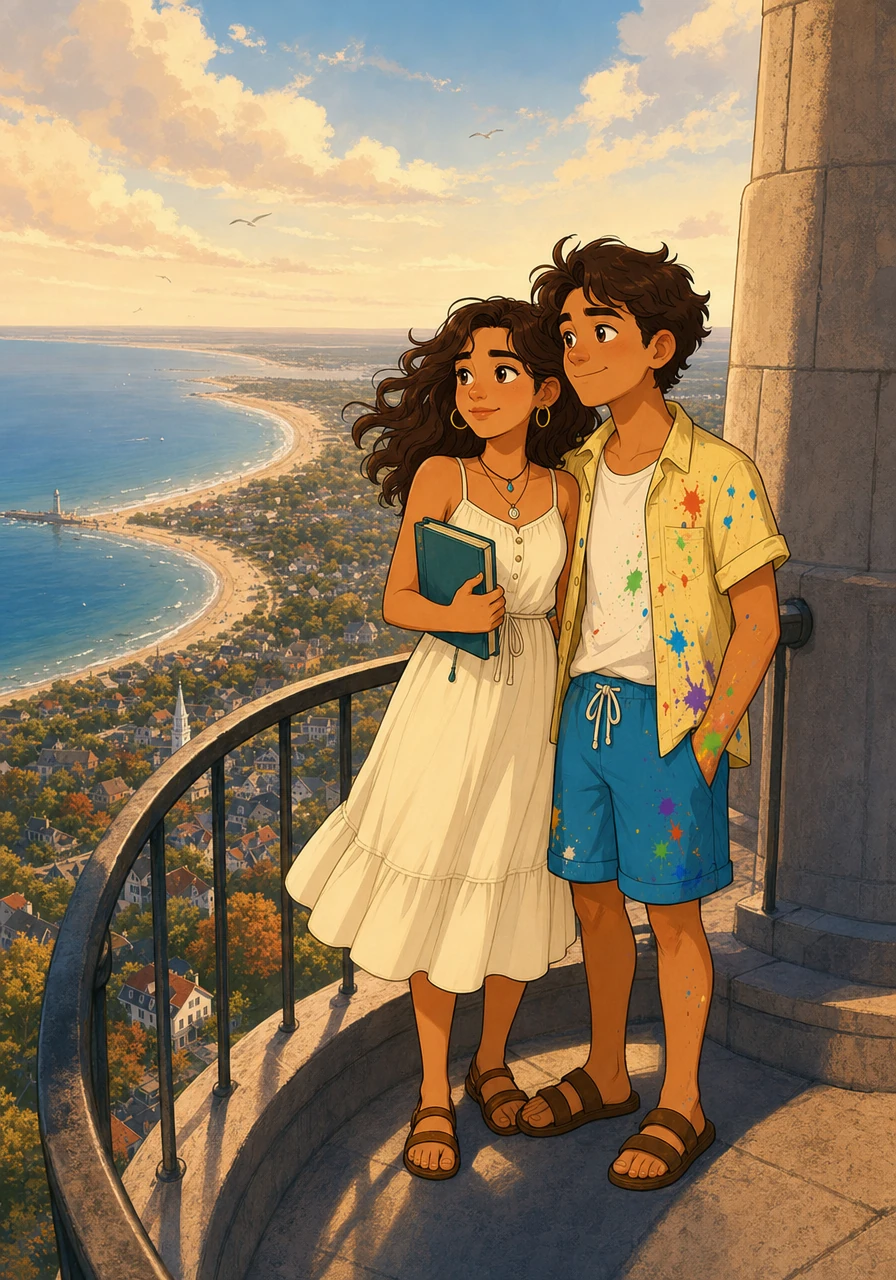 At the top of the Pilgrim Monument, looking out over the entire spiral of the Cape, a bittersweet silence falls between them. With autumn looming and Maya's departure date approaching, they realize their summer romance has deepened into something unforgettable.