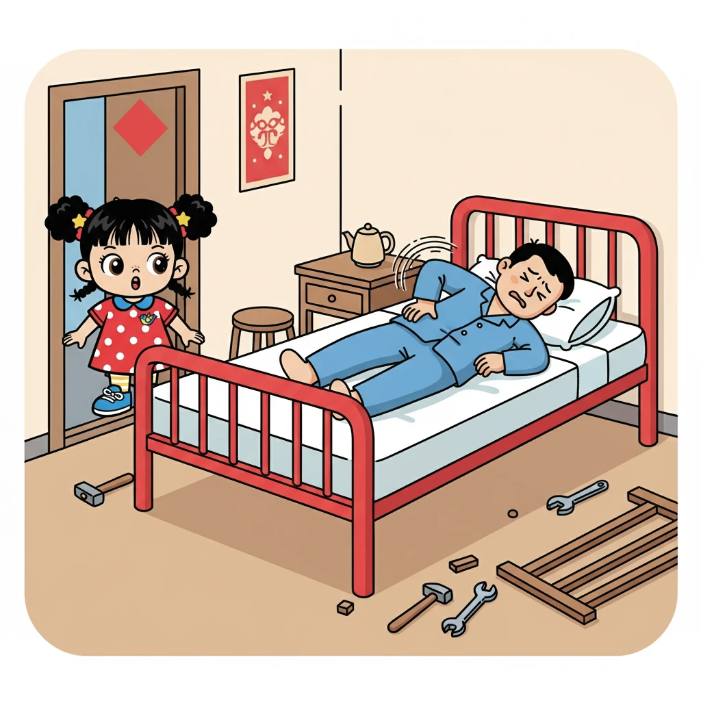 小雅回家時，看到屋子裡換了一張紅漆鋼床，父親躺在床上呻吟。 原來，父親拆舊床、裝新床時傷了腰。 床底的空間，彷彿膨脹了起來。