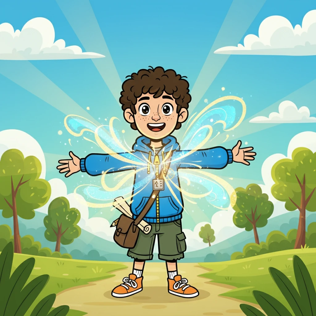 Ele compreendeu que a liberdade vinha do controle de seus pensamentos. A cena deve ilustrar Matias, radiante, com a Voz da Coragem emanando dele.