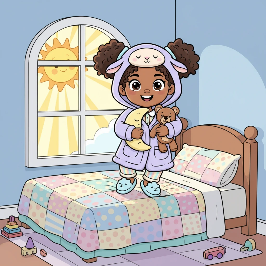 Gracie wiggled her toes and bounced a tiny bit on her soft, colorful bed. The sun peeked cheerfully through her window, and Gracie, wide-eyed and full of energy, felt anything but sleepy. Naptime seemed like a very boring idea.