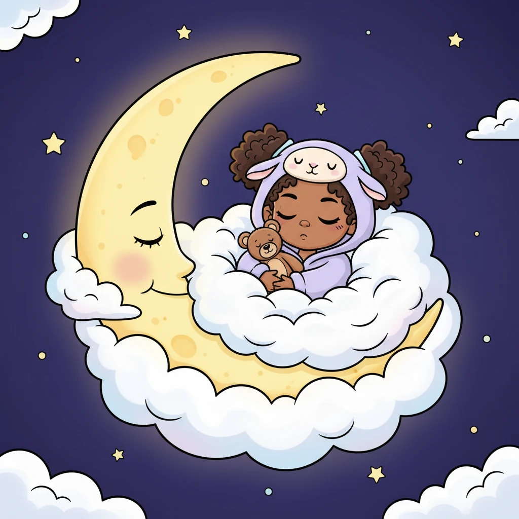 As the cloud-bed passed through the moon, it felt like being wrapped in the warmest, softest blanket imaginable. Gracie snuggled deeper, feeling incredibly cozy, and her eyelids grew heavy, like two little sleepy butterflies.