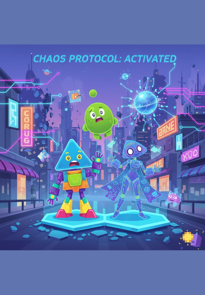 They arrived at a place filled with messy, tangled scribbles that felt confusing and lacked any order. Together, they began to untangle the mess, replacing the chaos with organized patterns and beautiful, repeating sequences of shapes.