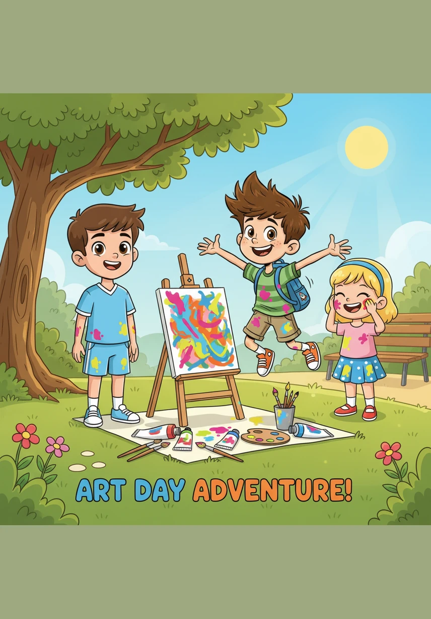 I see my friend Sarah at the park. She has a red bicycle. We are happy because it is Friday.