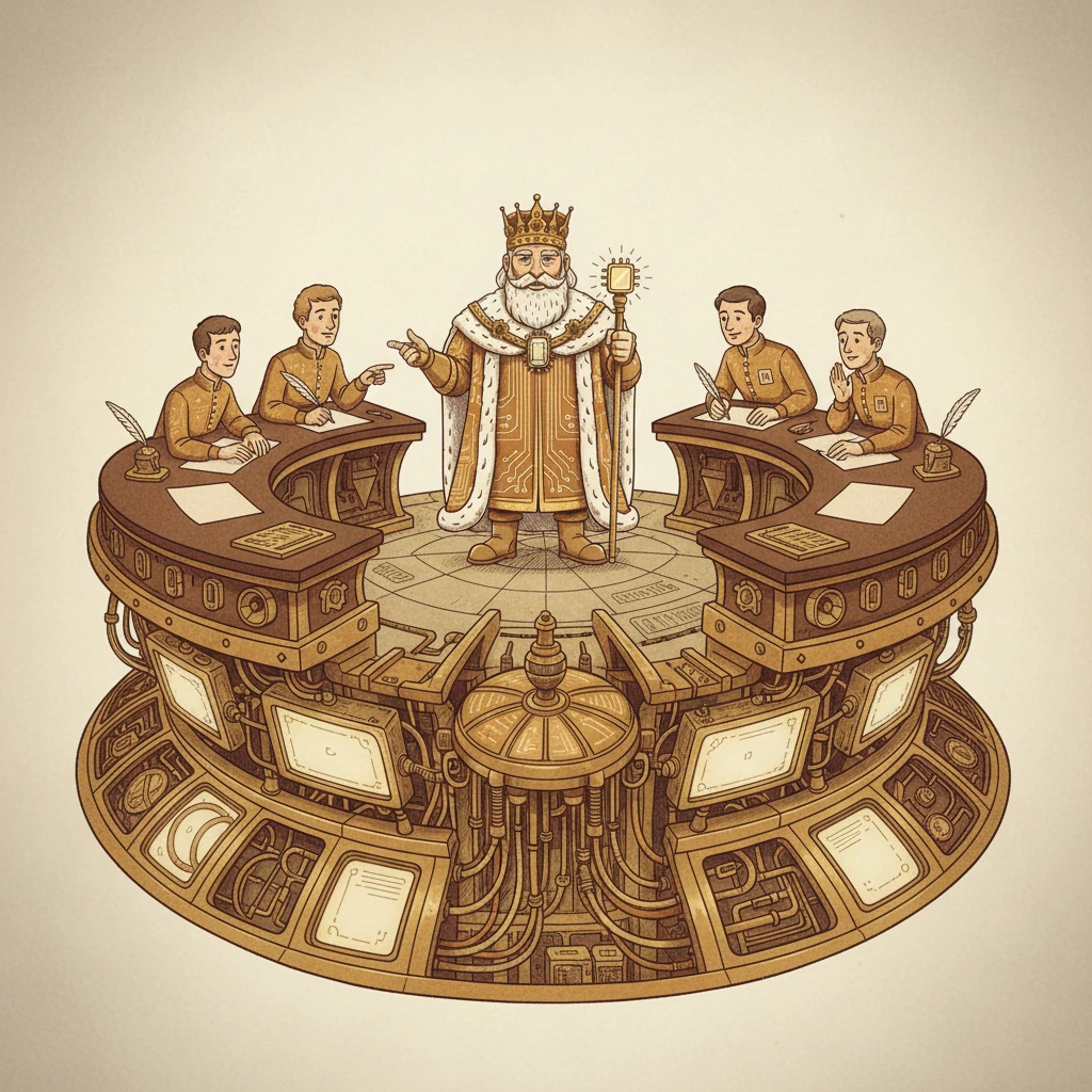 He then met the High-Speech Scribes, who translated complex plans into simple, direct commands called Assembly Spells. These precise instructions were understood by the Royal Conductor and the Calculation Chamber.