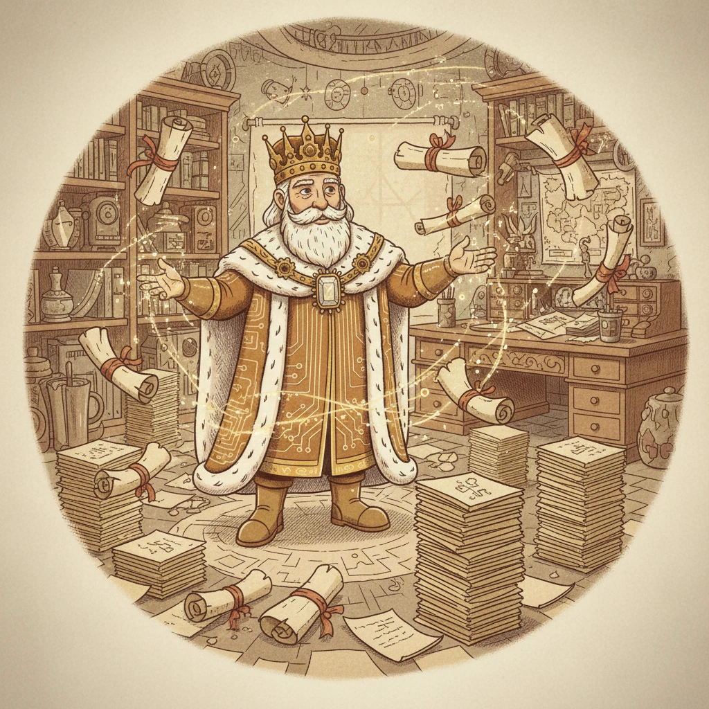 One day, a small but urgent task arose: sorting the Royal Scroll messages. Archie, using his new knowledge of Assembly Spells and Sparkle-Weaving, crafted a clever sequence of commands to quickly organize the data.