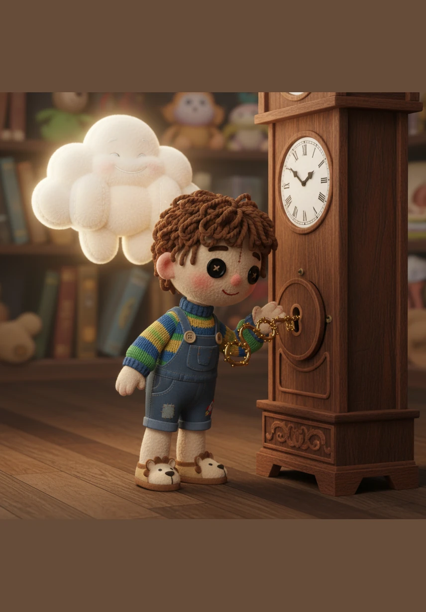 Anahtarı duvardaki gizli bir deliğe yerleştirdiğinde, odasında masmavi ışıklar saçan sihirli bir kapı açıldı. Kapının ardında gökyüzünde yüzen adalar ve parlayan ağaçlar görünüyordu.