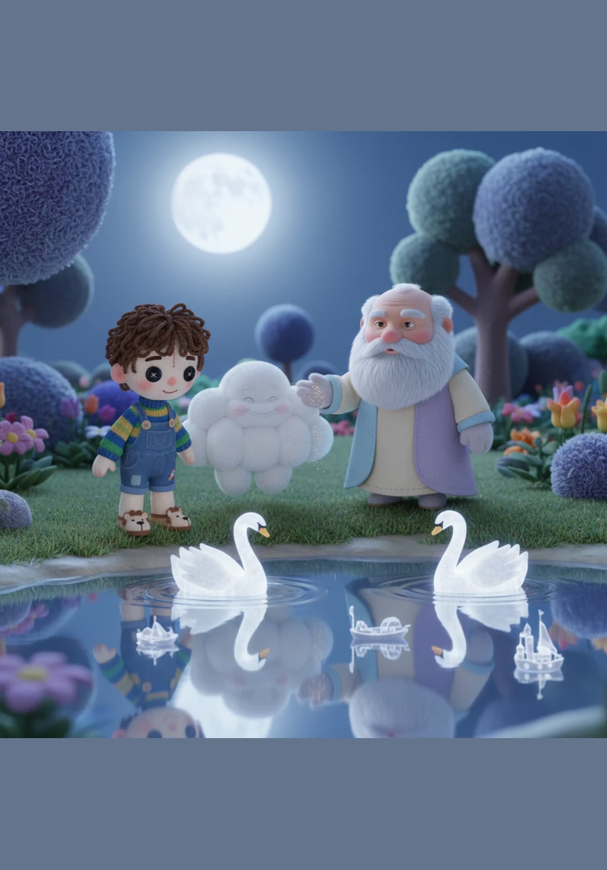 Bahçenin ortasındaki gümüş gölde, ay ışığından yapılmış kuğular zarifçe süzülüyordu. Mert göle baktığında, yarın göreceği güzel maceraların yansımasını suyun üzerinde gördü.