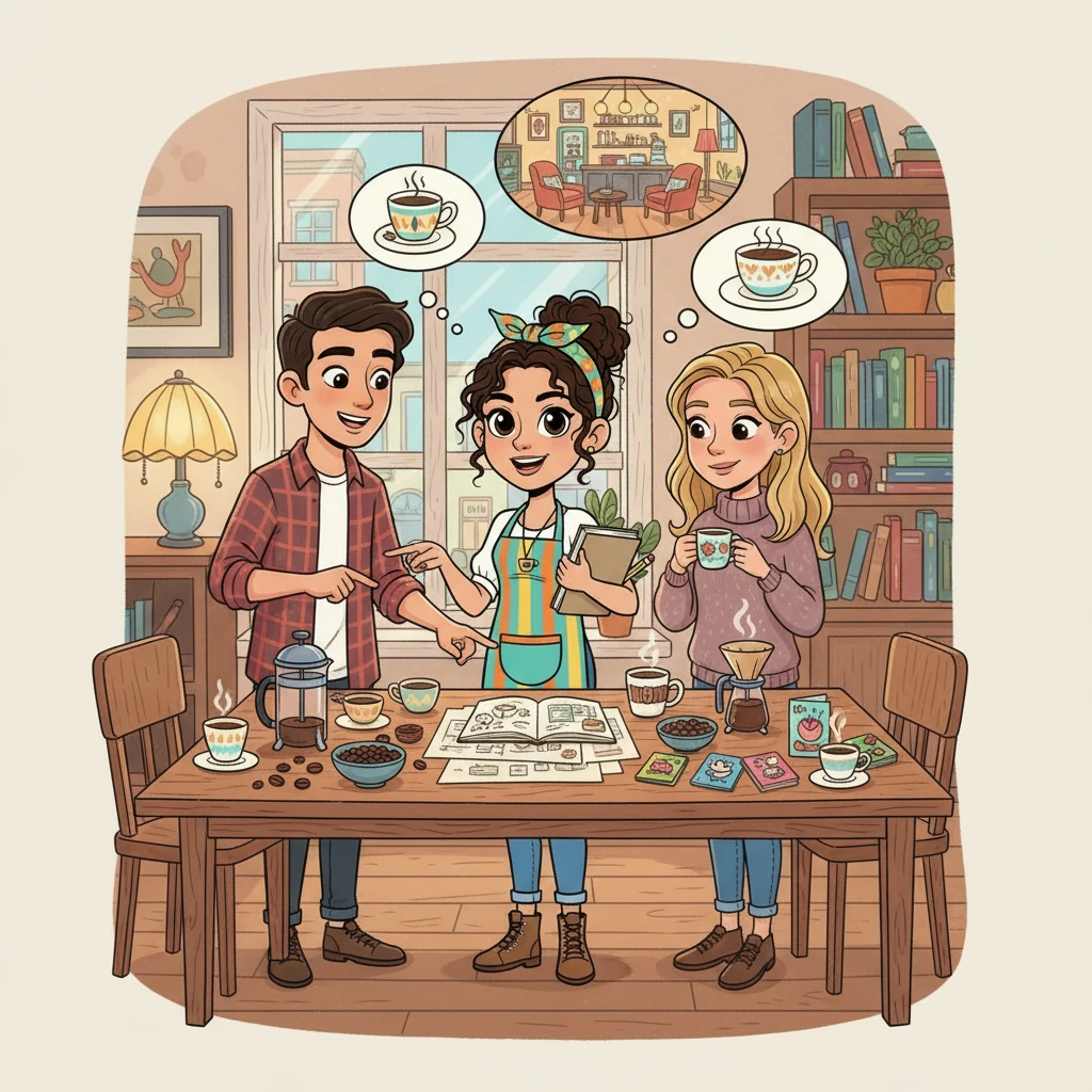 Con el apoyo de Miguel y Ana, Sofía empezó a planificar. Investigaron sobre el café perfecto, el diseño de interiores y la importancia del buen servicio. Dibujaron bocetos, probaron recetas y soñaron con un lugar donde la gente se sintiera como en casa.