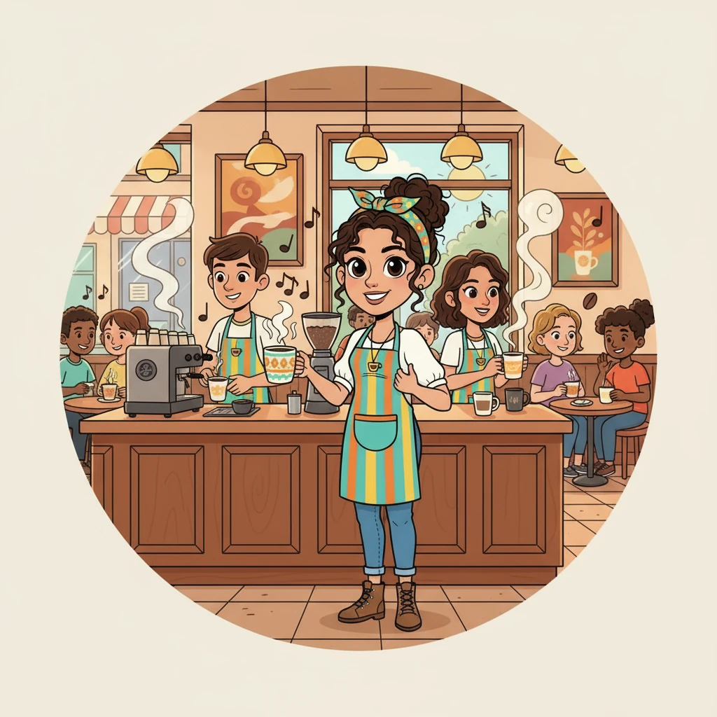 Después de mucho trabajo y dedicación, Coffee & More abrió sus puertas. El aroma del café recién hecho llenaba el aire, la música suave creaba un ambiente relajante, y el equipo, liderado por Sofía, ofrecía una sonrisa y un servicio impecable. Coffee & More se convirtió en el lugar favorito de todos.