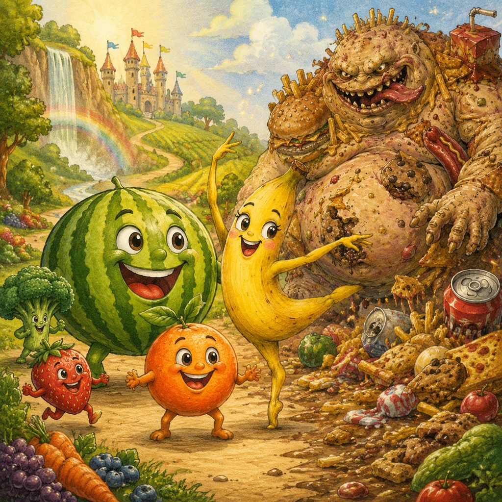 A Turminha das Frutas Coloridas e o Monstro da Comilança