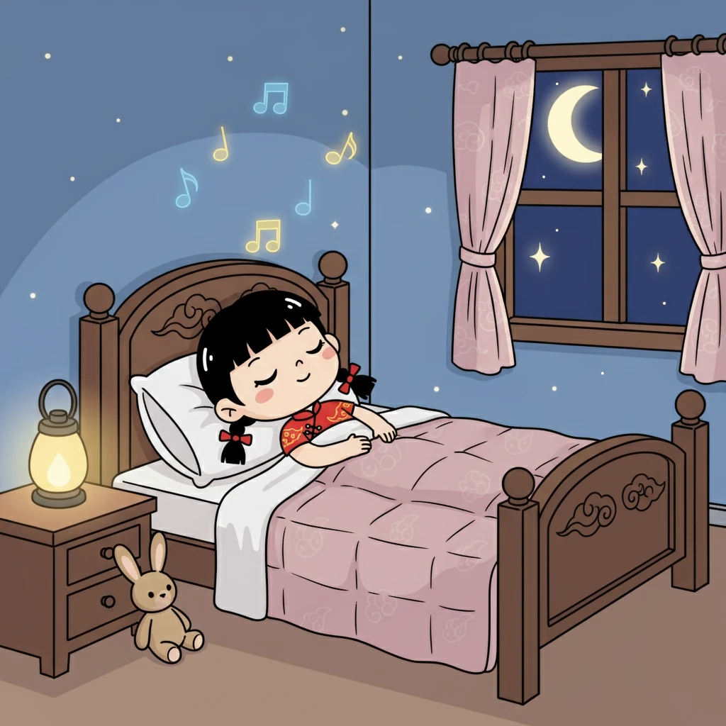 晚上,小红躺在床上,回想着今天的美好时光。 她知道,她的歌声不仅能带给自己快乐,也能带给别人快乐。 她闭上眼睛,在梦中继续歌唱。