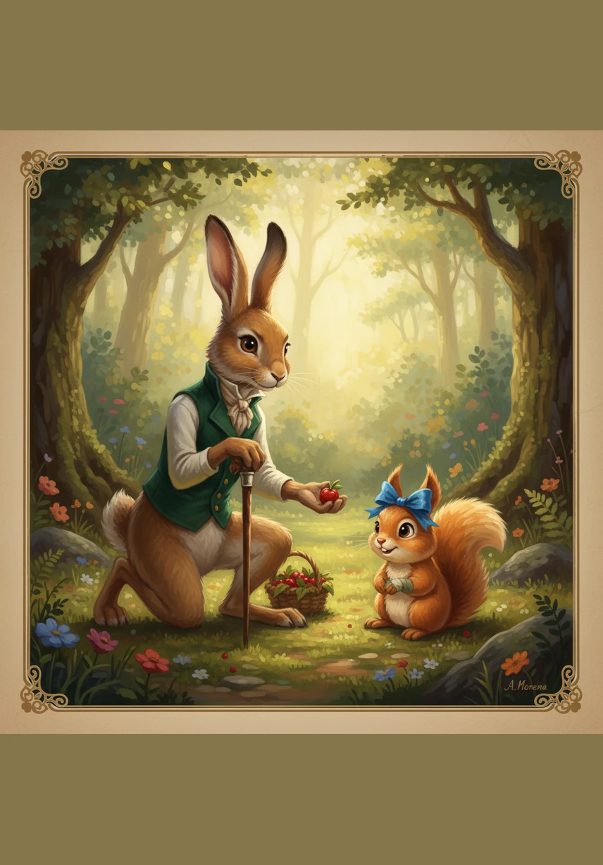 He decided to help in his own quiet way by placing the ribbon on a prominent mossy stump right where Squeaky would be sure to find it. Beside the ribbon, he carefully laid a single, perfect yellow primrose he had picked from his own garden.