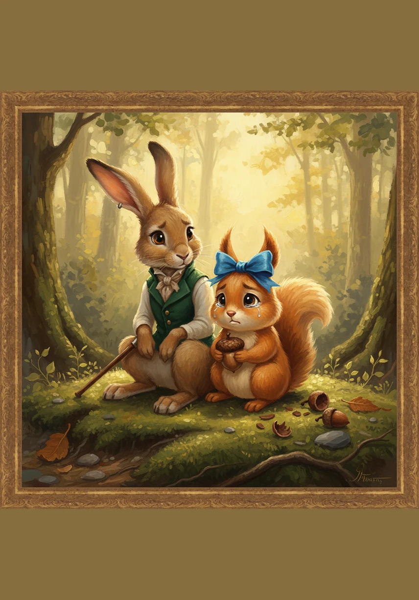 Squeaky hopped over and sat down beside him, sharing her sweet berries while they watched the golden sunset in peaceful silence. Barnaby realized that he didn't need to be the loudest rabbit in the forest to have a true friend who understood his quiet heart.