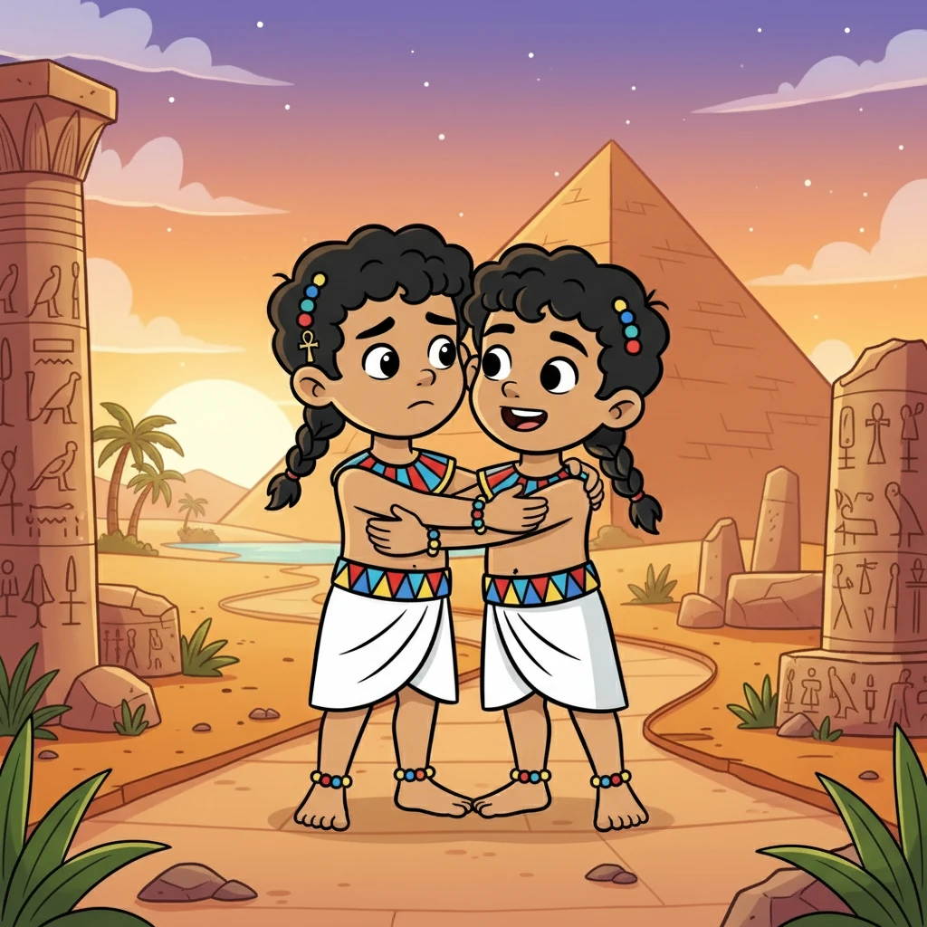 Years passed, and eventually, the truth of his wife's treachery was revealed. Anubis, filled with remorse, longed to find Bata and right the wrong. Through many trials and tribulations, the brothers are reunited, and their bond is restored, stronger than ever.