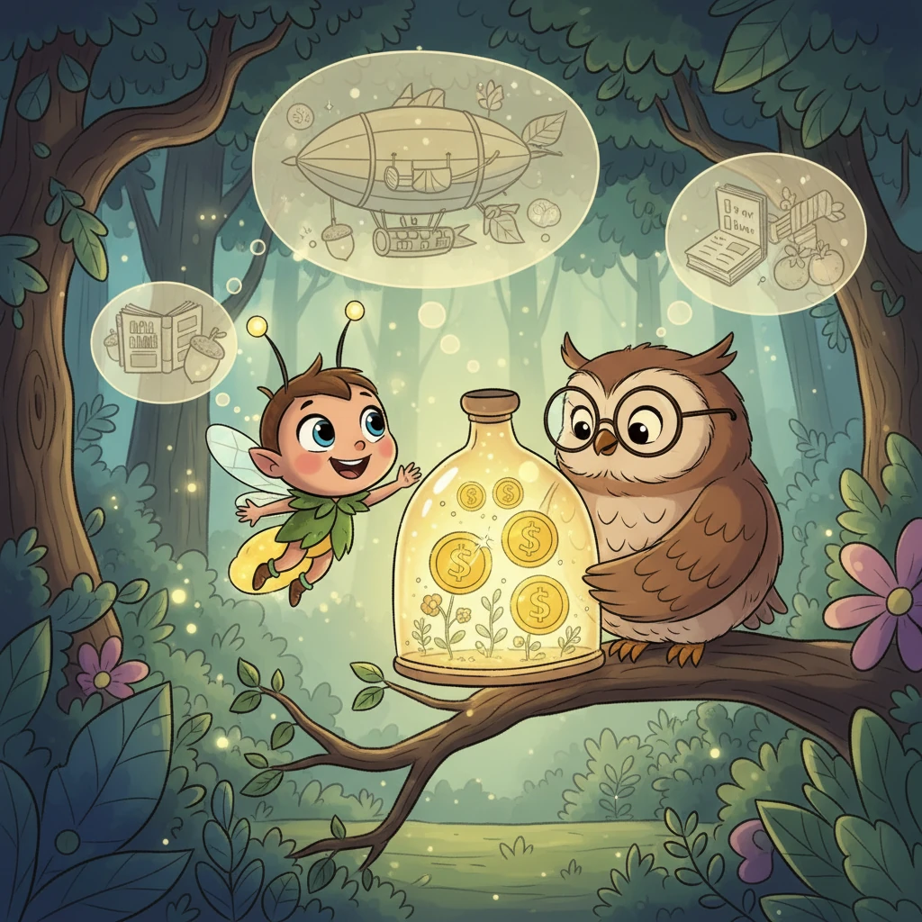 Lili est fascinée par la tirelire de Madame Hibou. C'est un "pot à rêves", un endroit magique où les pièces grandissent pour aider à réaliser de grands souhaits. Lili imagine déjà tout ce qu'elle pourrait faire avec un pot à rêves rempli, ses antennes frétillent d'excitation.