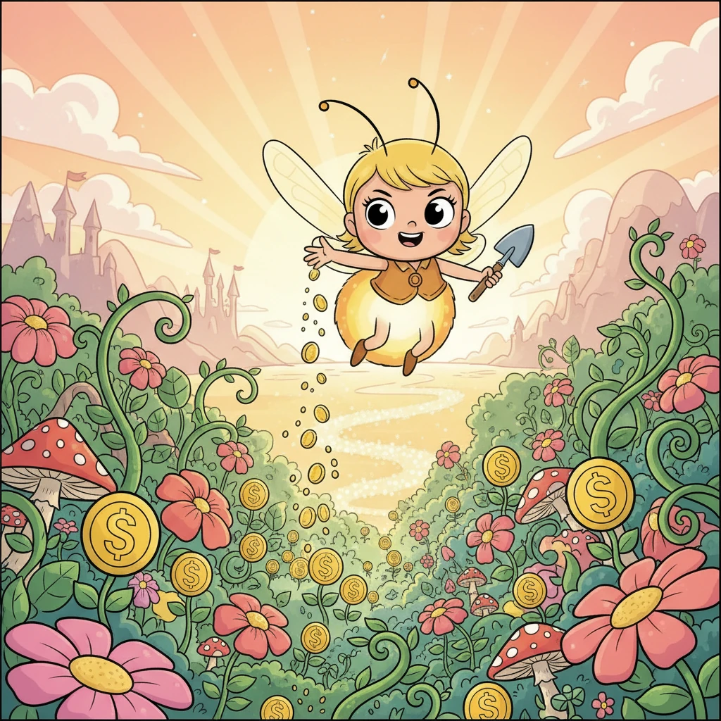 Lili la Luciole, le cœur léger et sa petite lumière encore plus brillante, se sent fière et responsable. Elle a appris que gérer son argent, c'est comme faire pousser un magnifique jardin de rêves, où chaque pièce est une graine. Elle est prête pour de nouvelles aventures, sachant qu'elle peut réaliser de grandes choses.