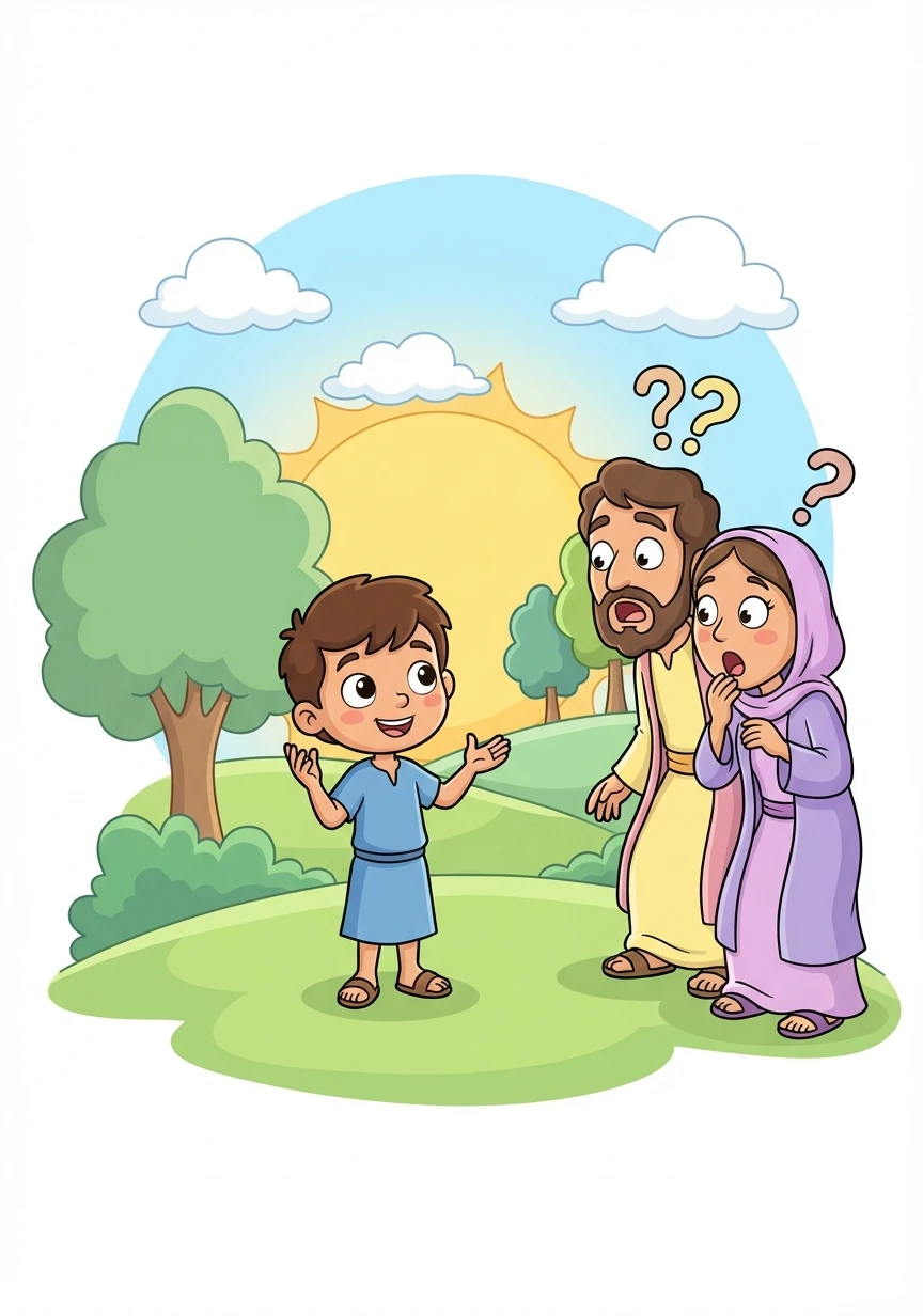 Enfant, Issa montre déjà une sagesse extraordinaire. Il parle avec érudition et émerveille ceux qui l'écoutent.