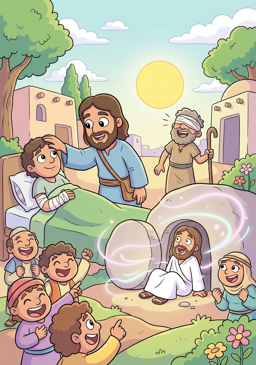 Issa accomplit des miracles avec la permission de Dieu. Il guérit les malades, rend la vue aux aveugles et ressuscite les morts.