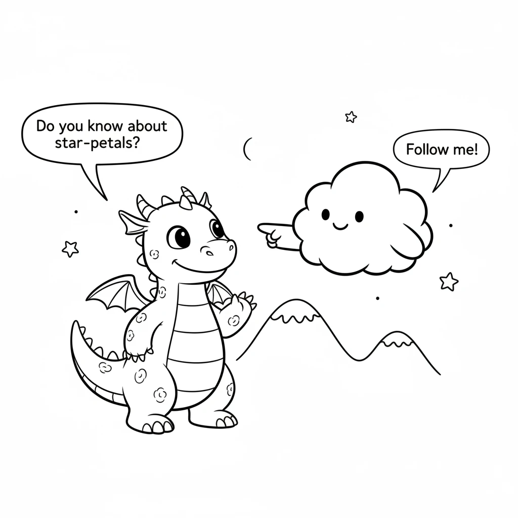 Suddenly, a fluffy little cloud creature appears next to him! It has two simple eyes and a friendly smile. Flicker asks the cloud if it knows about st