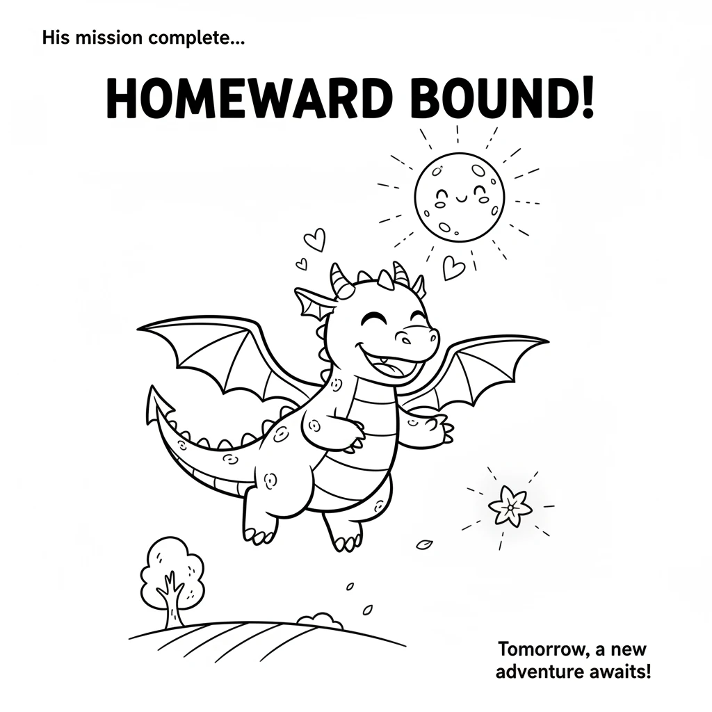 His mission complete, Flicker flies back home under the gentle moonlight. He feels warm and happy, knowing he helped a lost star-petal find its way. T