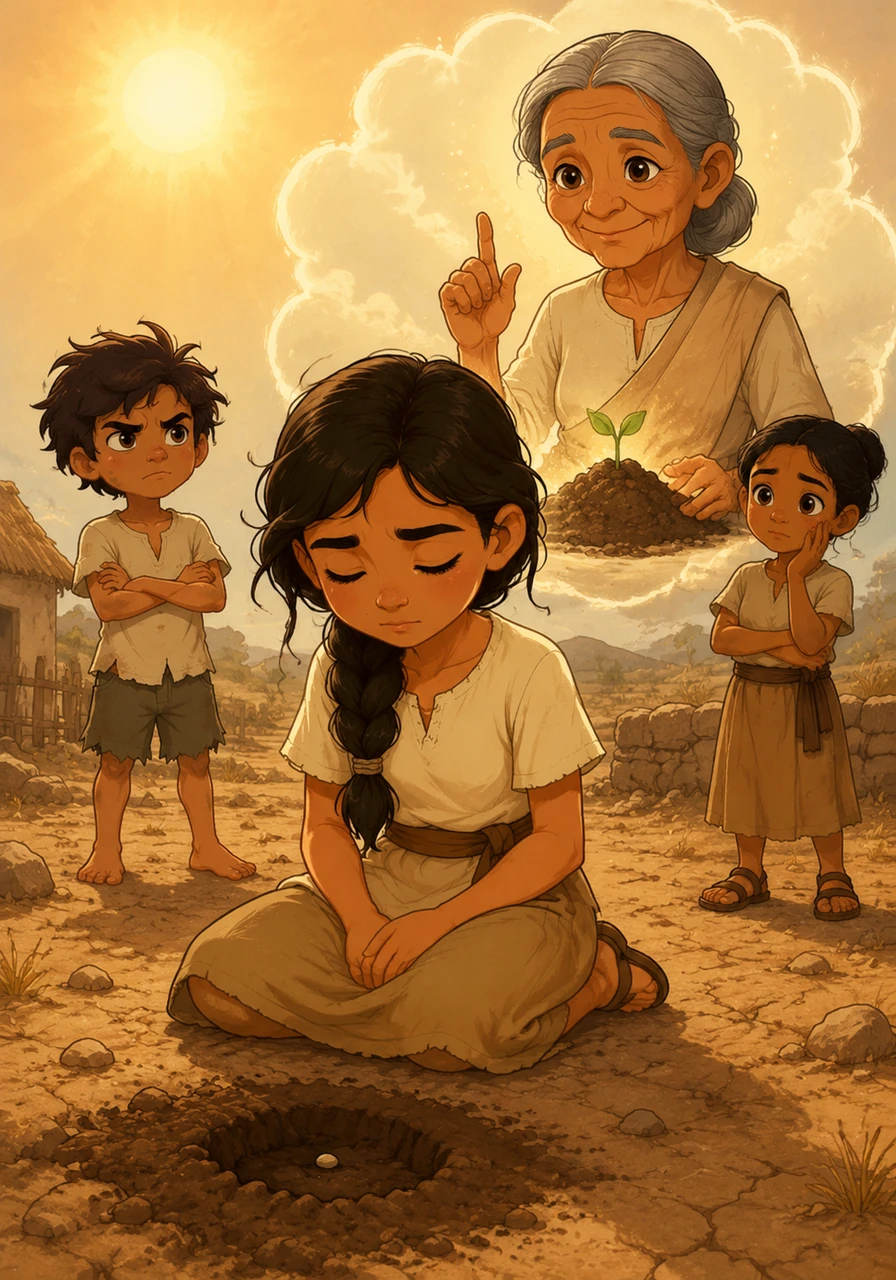 During a particularly scorching afternoon, Elara sits by the planting spot, feeling her hope start to flicker like a dying candle. She closes her eyes and remembers her grandmother’s voice saying that the most beautiful things often grow in the dark before they ever see the light.
