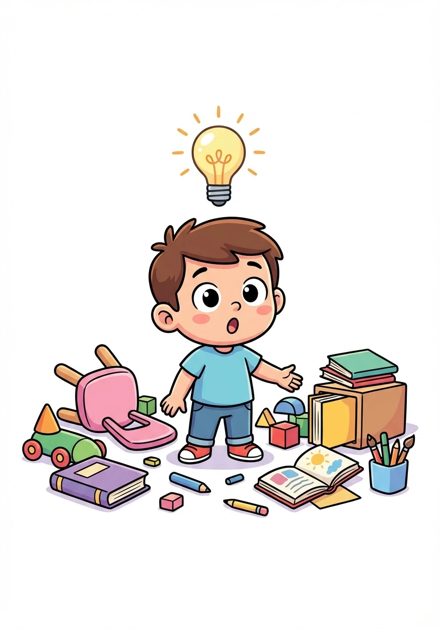He sighed, looking at the chaos.  Where would he even begin?  Suddenly, an idea sparked in his bright eyes!