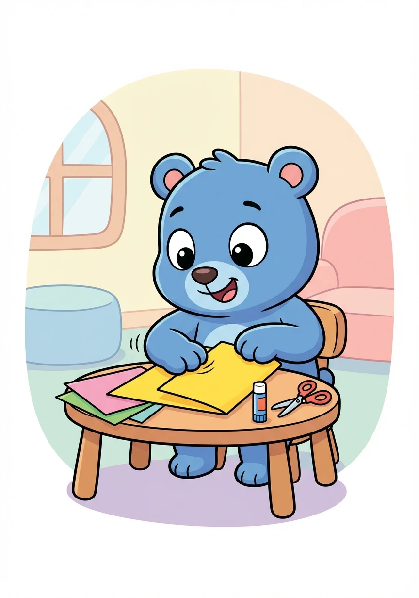 First, he carefully folded the paper to make a sturdy folder. He used his paws to smooth out any wrinkles.