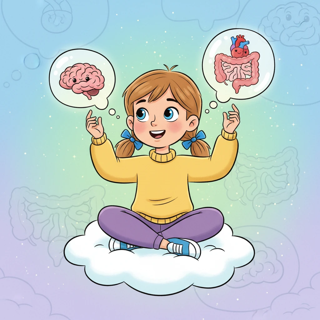 Ana, znatiželjna djevojčica, jednog je dana razmišljala: "Što se sve događa unutar mog tijela?" Nije ni slutila da je njezino tijelo puno malenih, vrijednih pomagača. Ana, djevojčica s velikim, znatiželjnim očima i veselim osmijehom, sjedi prekriženih nogu, okružena svjetlucavim, prozirnim balonima koji simboliziraju misli o njezinom tijelu. Pozadina je mekana i sanjiva, s naznakama organa u stiliziranom, prijateljskom obliku.