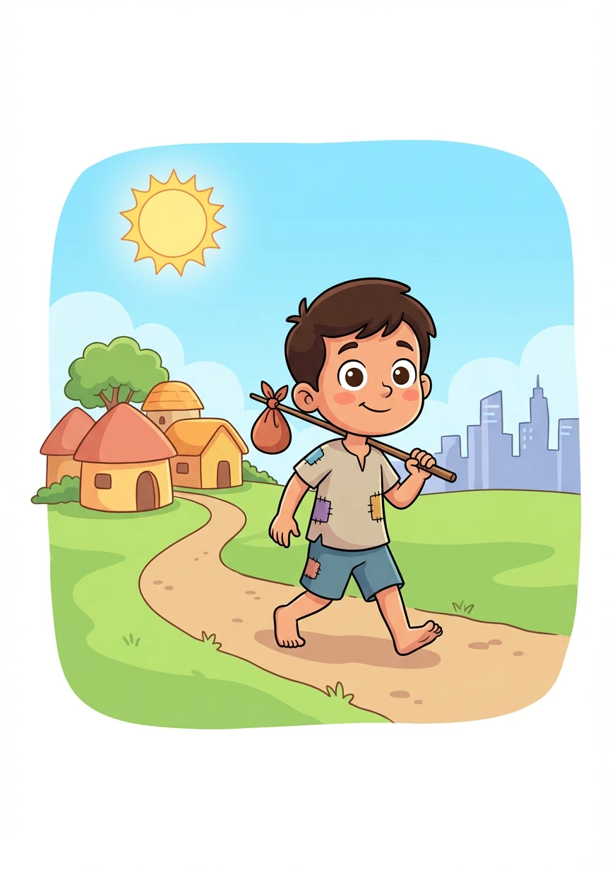 एक छोटे से गाँव में, राजू नाम का एक गरीब लड़का रहता था। वह हर रोज शहर जाकर काम ढूंढता था, लेकिन उसे कोई काम नहीं मिलता था। वह बहुत निराश था, पर उसने उम्मीद नहीं छोड़ी।