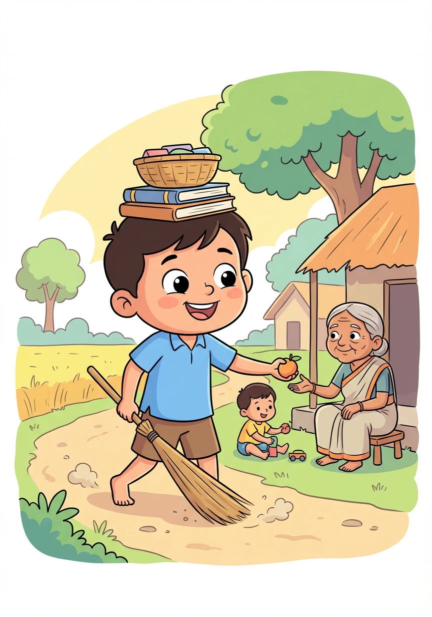राजू ने अपनी पढ़ाई जारी रखी और साथ ही साथ उसने छोटे-मोटे काम भी किए। उसने अपने परिवार की मदद भी की।