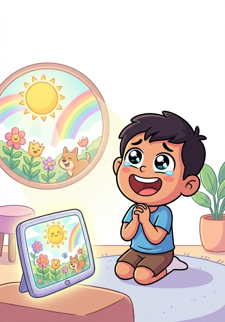 एक दिन, राजू ने देखा कि वीडियो में जो कुछ भी दिखाया गया था, वह सब सच हो रहा है। वह बहुत खुश हुआ और उसने भगवान को धन्यवाद दिया।