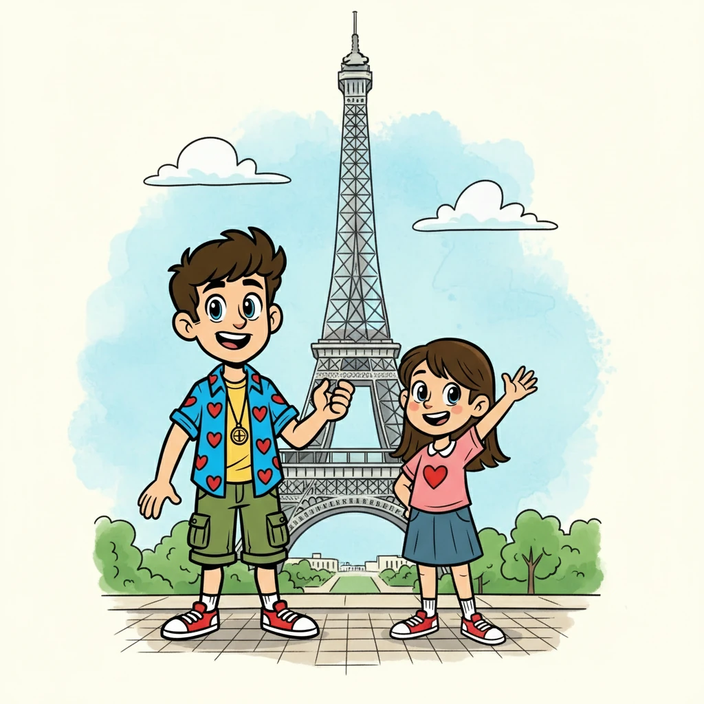 A viagem continuou, levando-os a lugares incríveis, fortalecendo ainda mais seus laços. A imagem mostra o casal posando em frente à Torre Eiffel, em Paris, radiantes.