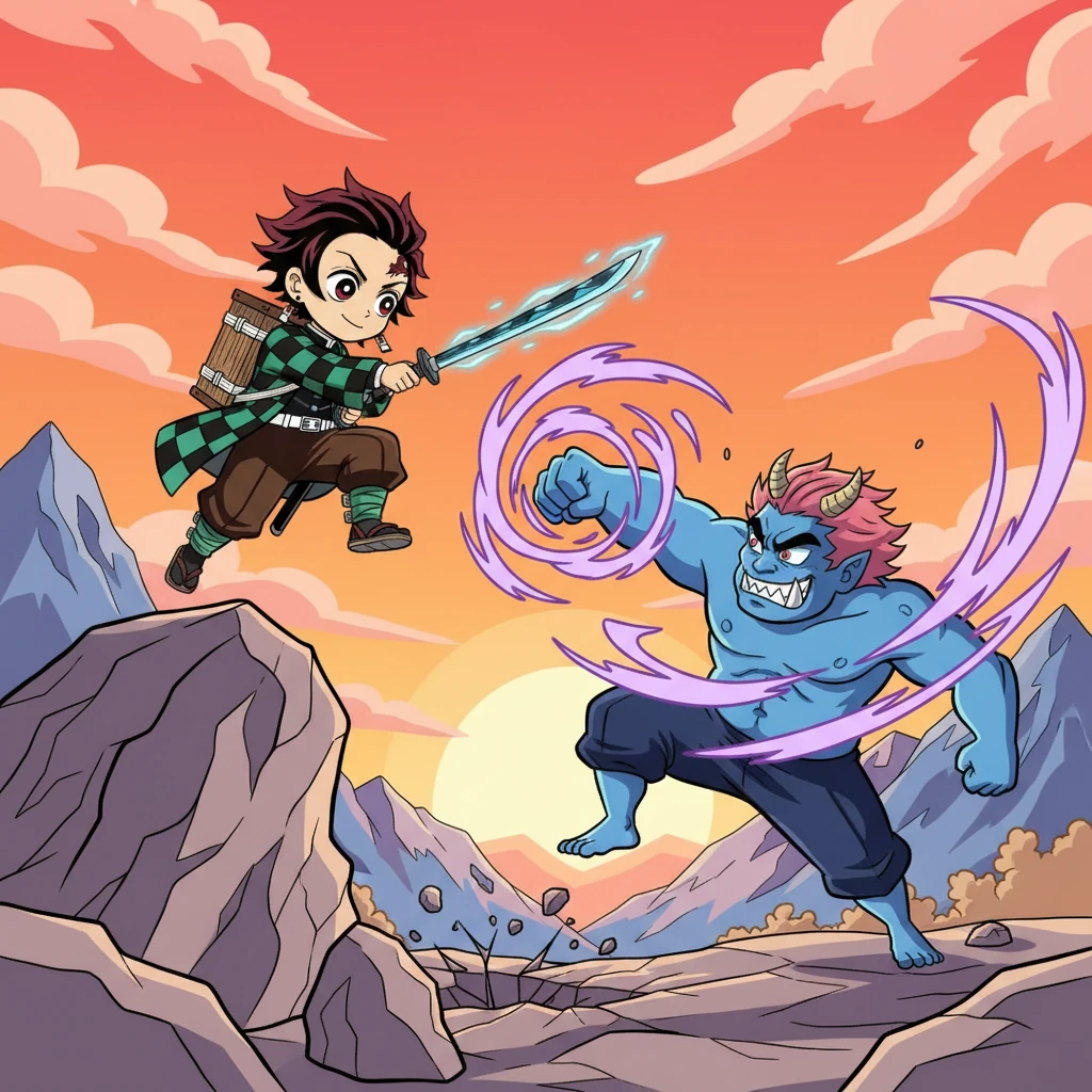 猗窝座もまた、全力で応戦する。彼の拳は、空間を歪ませるほどの破壊力を持つ。激しい攻防が繰り広げられ、戦いは最高潮に達する。