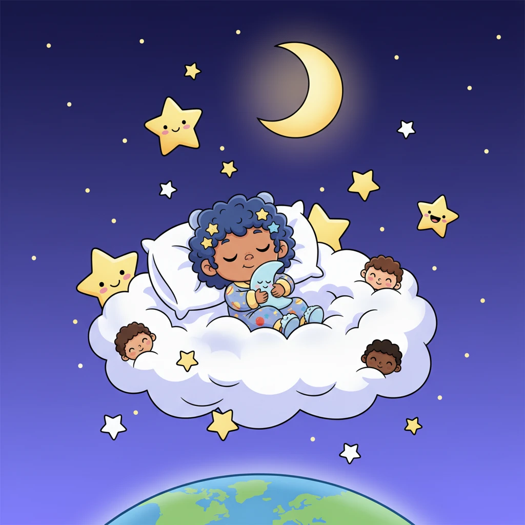 Far away, nestled in his fluffy cloud bed, Milo snuggled down. He was fast asleep, dreaming sweet dreams of twinkling stars and happy children, knowing he would be back to shine his gentle light again when the time was just right.