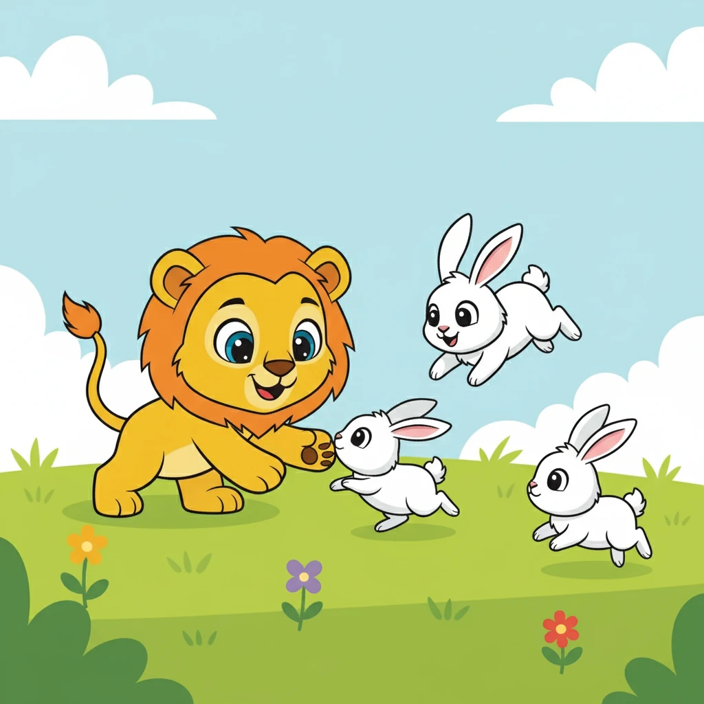 Juba encontra uma família de coelhos pulando pela grama. Eles são tão fofos e brincalhões.