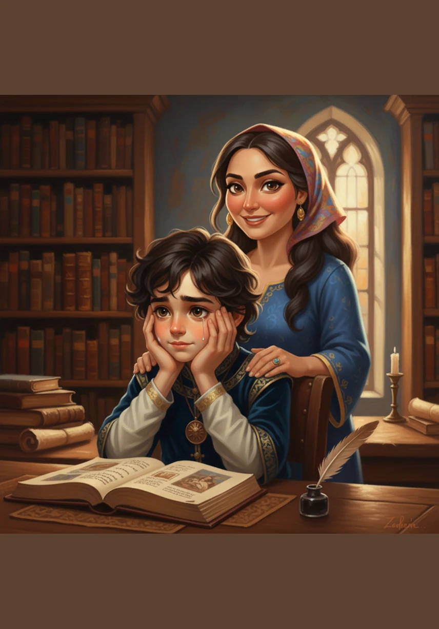 فجأة، اتسعت عينا زين بذهول كبير عندما سمع صوتاً ناعماً ودافئاً ينادي اسمه؛ لقد كان صوت أمه لأول مرة. كانت تلك اللحظة السحرية التي أدرك فيها أن لكل شيء في هذا الكون صوتاً يميزه وينبض بالحياة.