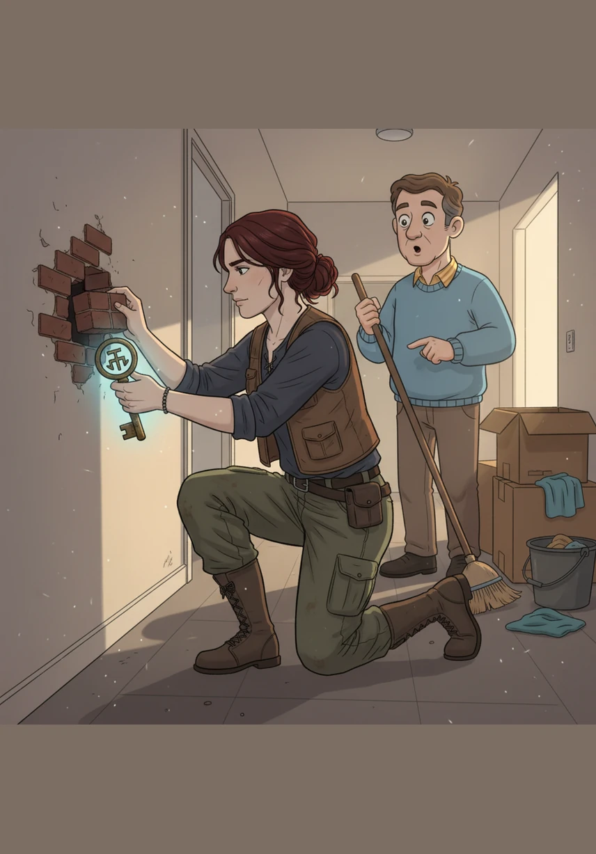 While cleaning her new apartment, Maya discovers a rusted brass key hidden behind a loose brick in the hallway. The key is cold to the touch and engraved with a symbol she doesn't recognize.