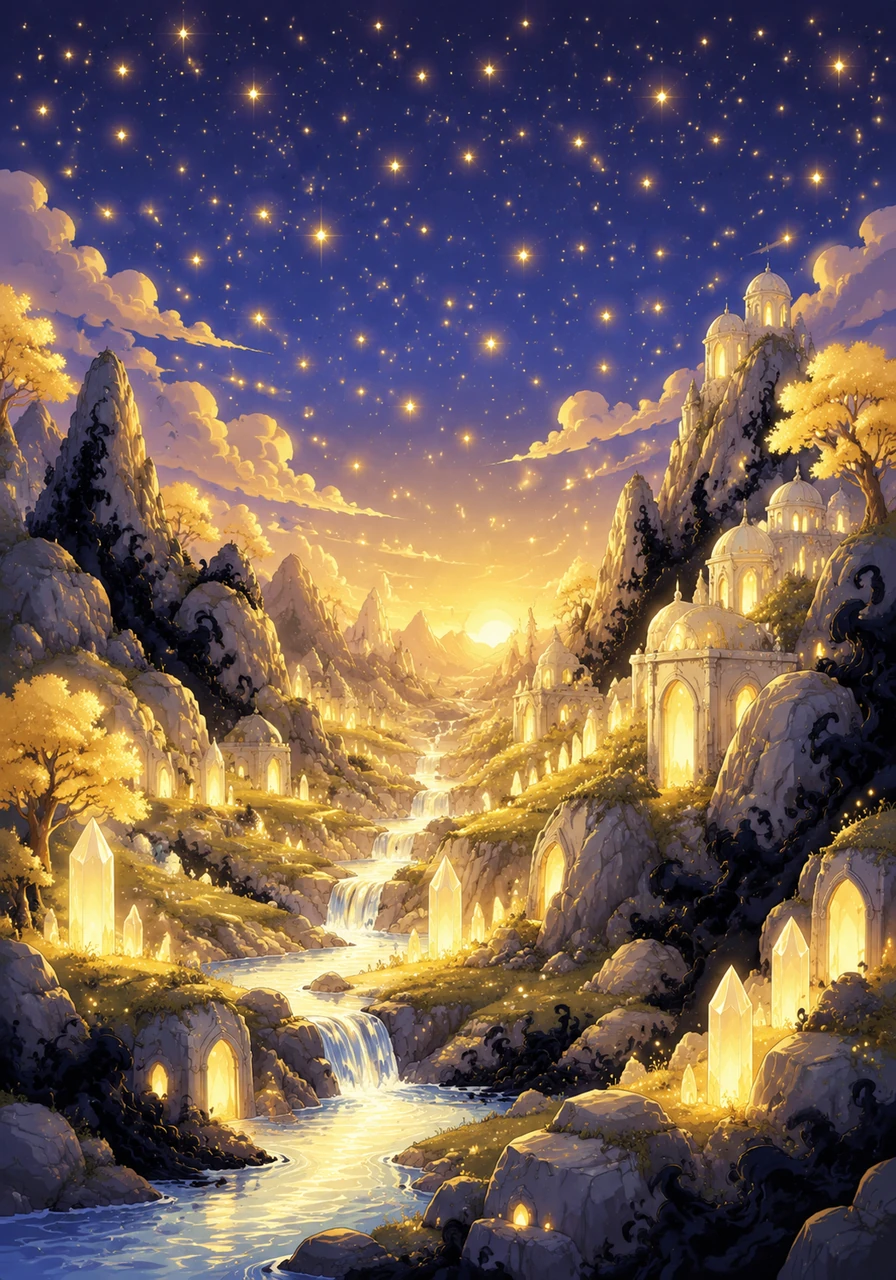 Though the Shadow was not gone, it was pushed back into the deepest crevices, forced to coexist with the light that now striped the world. The world found a balance, as Auri’s scattered light sparkled in the night sky and shimmered within the rocks.