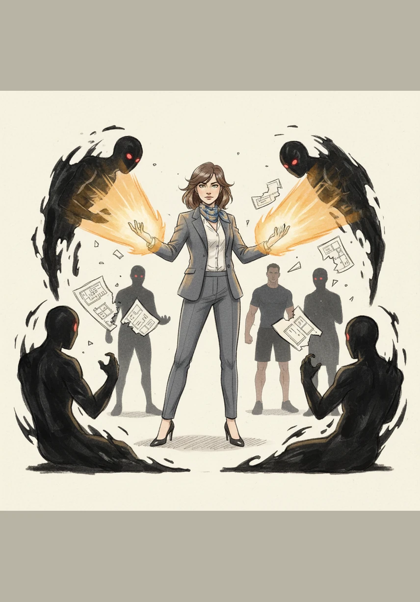 Когда Алису окружили тени прошлого, пытающиеся вернуть её в рамки сценария, внутри неё вспыхнула неведомая ранее энергия. Свет, вырвавшийся из её ладоней, разогнал мрак, и она впервые почувствовала свою истинную мощь, которая дремала в ней долгие годы.