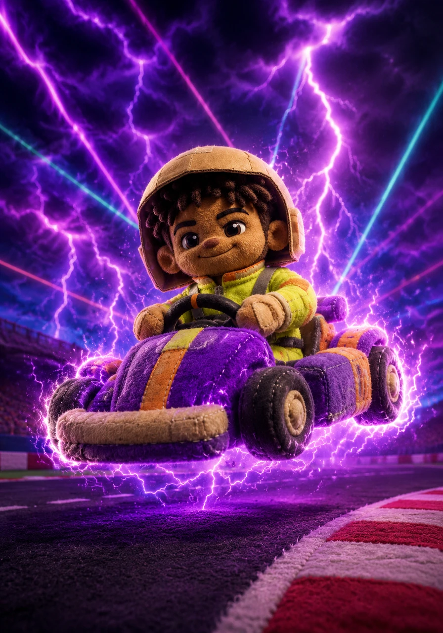 Suddenly, a bizarre local phenomenon known as the Ohio Electric Boogaloo storm hits the track, filling the sky with purple lightning and retro disco lasers. The extreme static electricity completely recharges Lewis's failing battery, causing his budget car to levitate slightly above the asphalt.