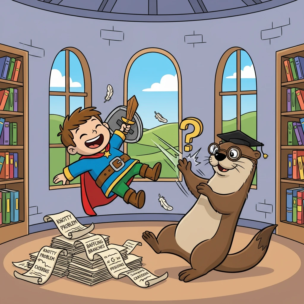 Finally, they confronted Deleuze in the castle's highest tower. A hilarious battle ensued, filled with puns, slapstick, and the otter's surprisingly effective tail-whips.