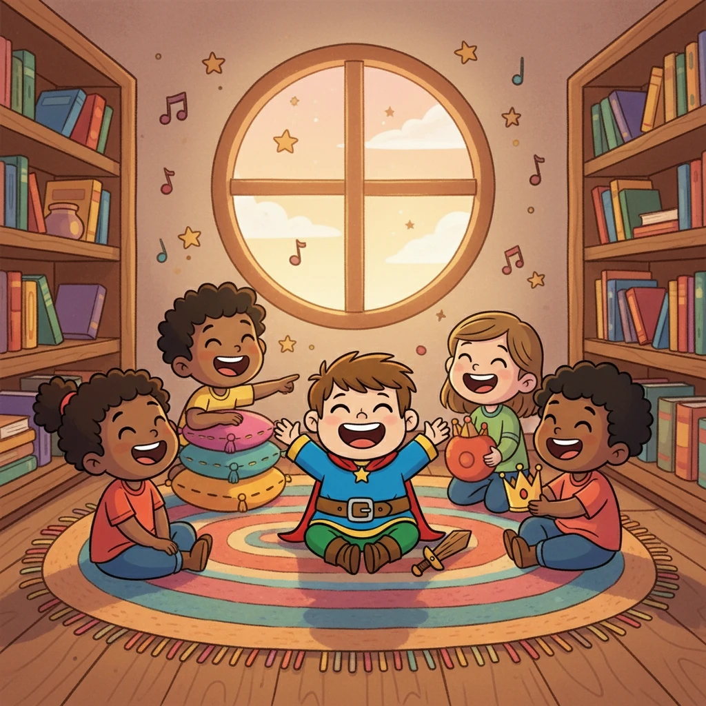 Back in his study, surrounded by friends, Mike realized the meaning of life. It wasn't about fame or fortune, but about laughing together, a lesson he learned on his adventure.