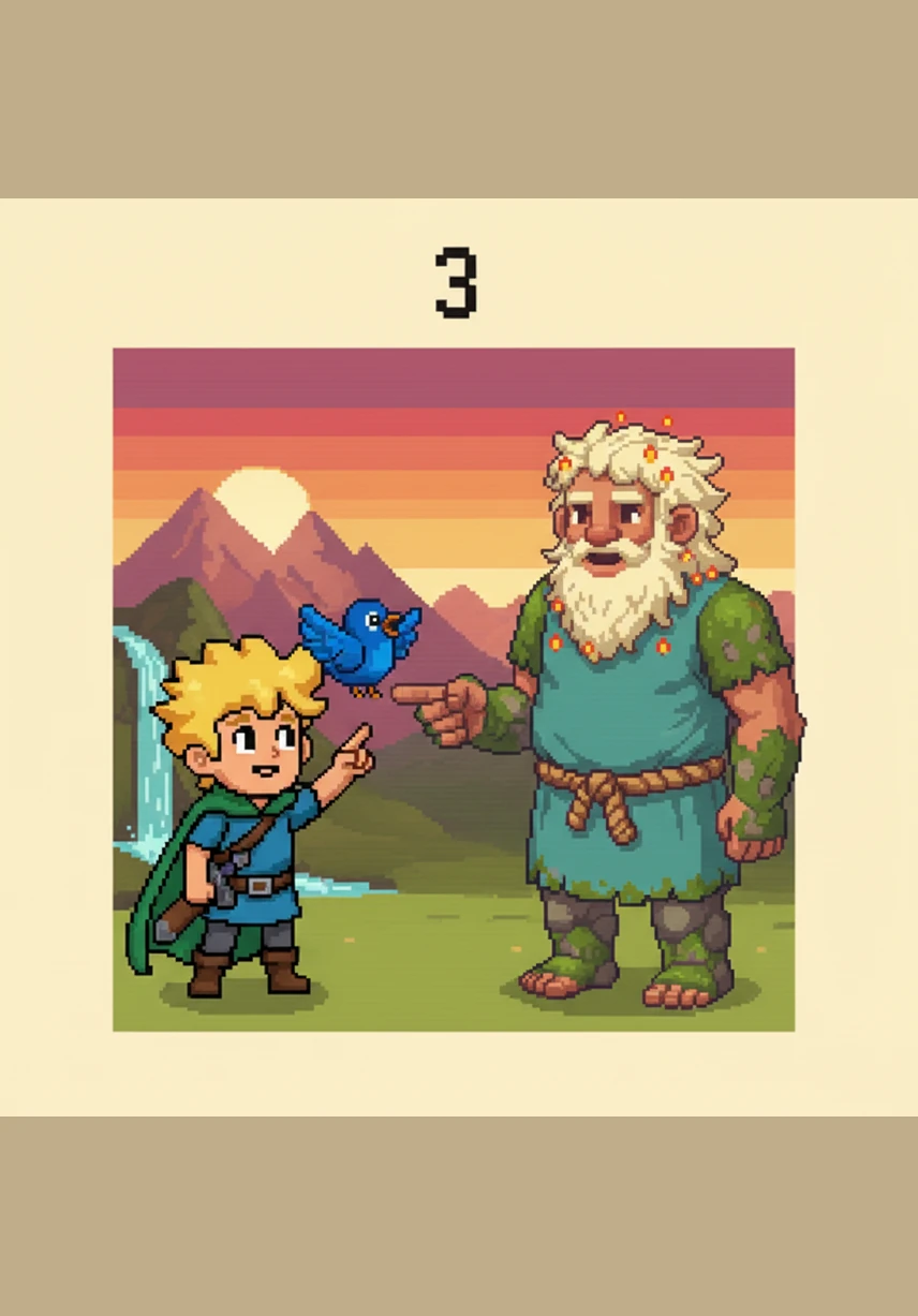 Ein kleiner, blauer Vogel landet auf seiner Schulter und zwitschert ein fröhliches Lied. Lukas zeigt auf ihn und sagt vorsichtig das Wort Vogel, woraufhin das Tierchen begeistert mit den Flügeln schlägt.