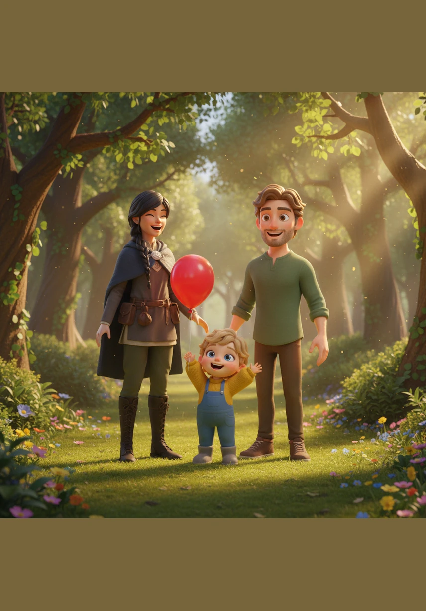 Roos sits in her special bright orange bicycle seat while Dad pedals them through a leafy park. Lima rides her own small bike right next to them, watching the wind catch Roos’s hair and making her laugh out loud.