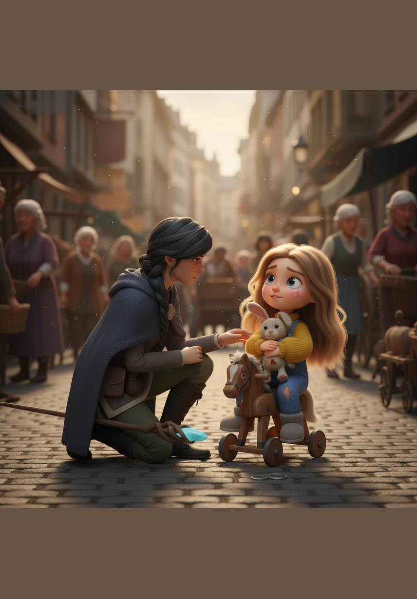 When the city gets too loud and crowded, Roos starts to feel overwhelmed and covers her ears. Lima gently leans in and hums a soft, familiar tune, creating a quiet space of comfort for her sister amidst the bustle.